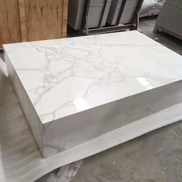 Artificial Stone Table Top White Solid Surface Plinth Calacatta Quartz Coffee Table