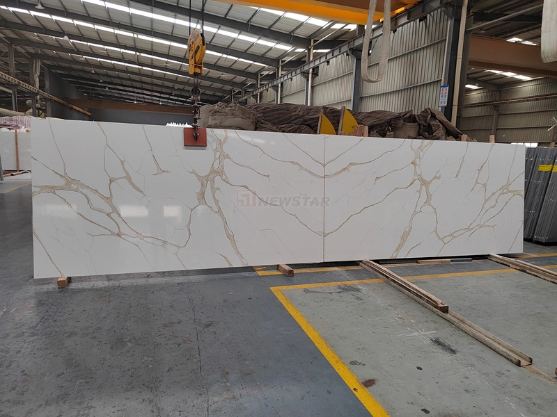 Wholesale Largest Size Custom Artificial Marble Reception Desk Calacatta Gold Marble Quartz Countertops for Kitchens Luxury